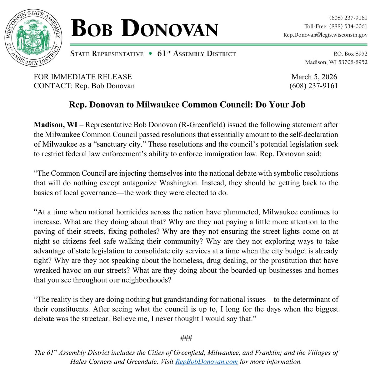 Rep. Bob Donovan tweet media