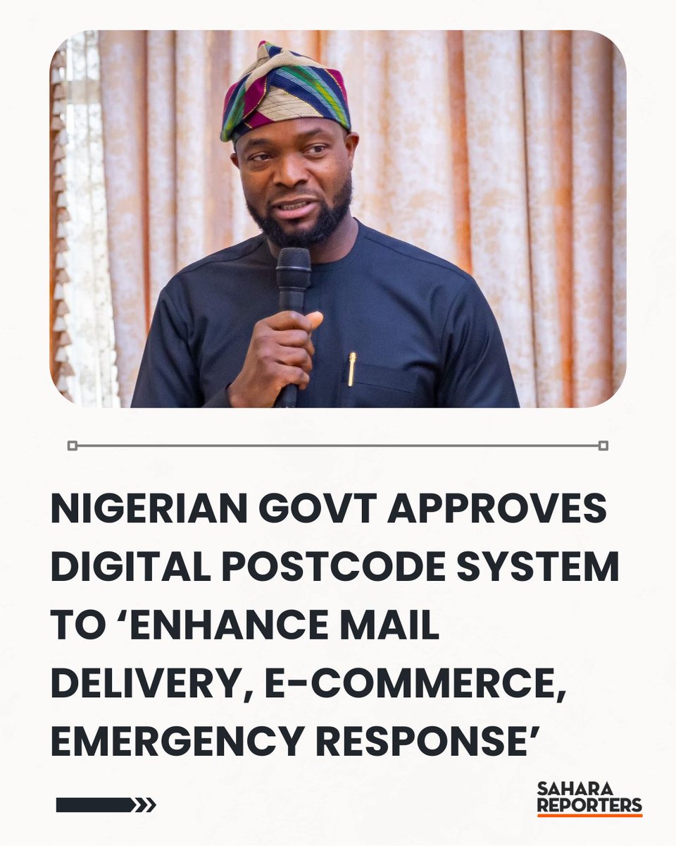 SaharaReporters's tweet photo. Nigerian Govt Approves Digital Postcode System To ‘Enhance Mail Delivery, E-Commerce, Emergency Response’ | Sahara Reporters    https://t.co/WVOPI7uNJY https://t.co/gZ0EtceJ0b