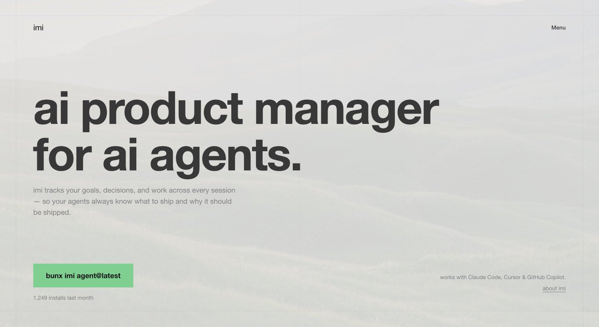 AdvicebyAimar's tweet photo. working with ai agents can be super overwhelming. more code is being shipped that can be made sense of.

working with ai agents started to feel more like management. constantly telling ai agents what to do and what to finish.

imi tracks work, decisions and insights across your project. so each agent or engineer knows exactly where to start from and where to go next.

no more re-explaining, no more agents that don't understand what you actually want to build. agents that actually feel like co workers.

just install bunx imi agent@latest into your project and let ai coding agents like @cursor_ai / @claudeai  do the rest.