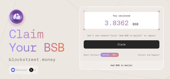 Blockstreet BSB空投领取地址！
$BSB blockstreets.money/airdrop/claim/
傻逼项目!
3000分+的号全部女巫！新号1000+分数，给16个币！