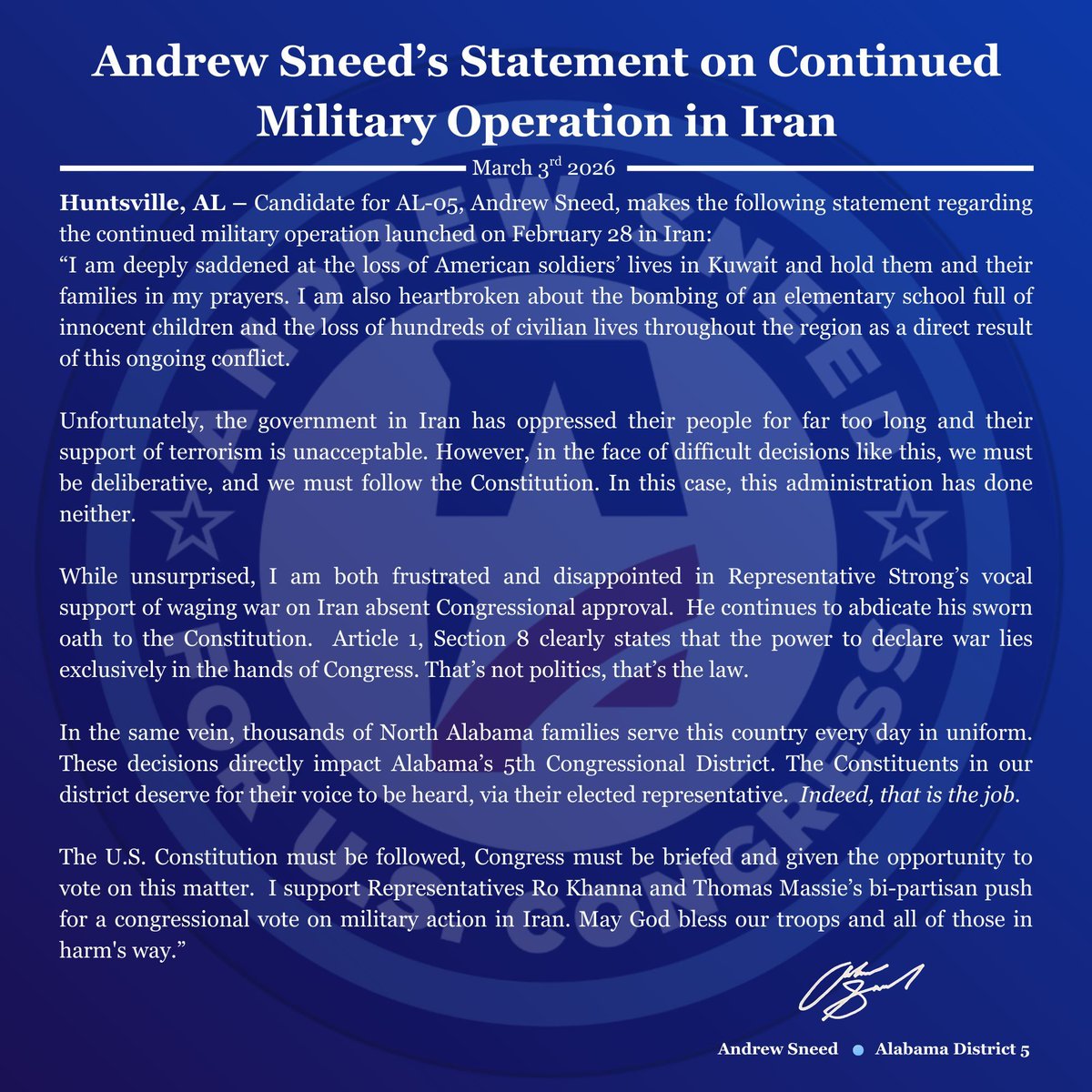 Andrew Sneed for Congress tweet media