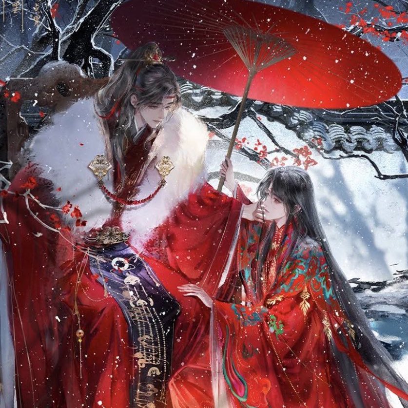 No one saw him standing in the snow in his bridal attire, holding an umbrella with his long hair cascading down.
No one... saw.