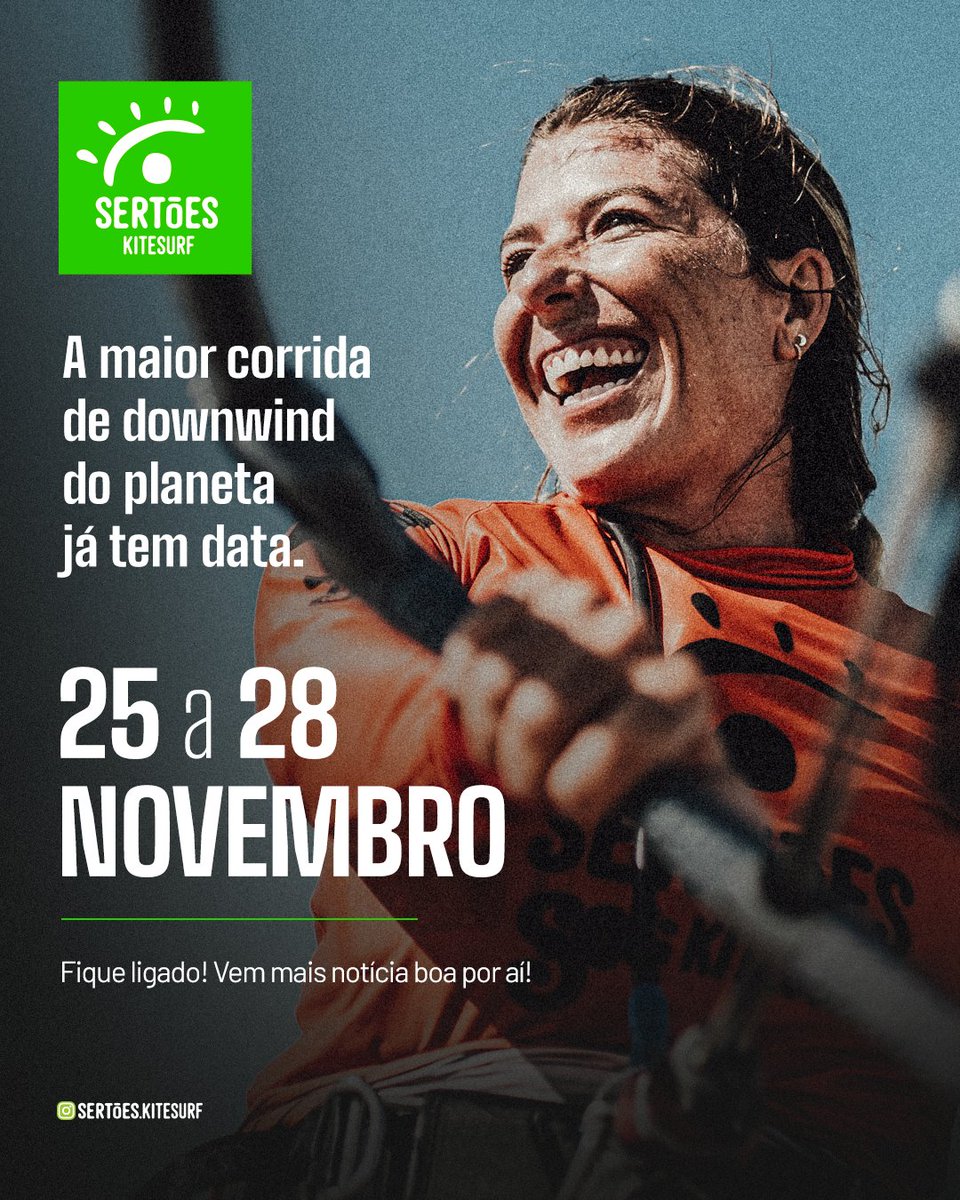 O vento já tem encontro marcado!

De 25 a 28 de novembro, o Sertões Kitesurf volta a desafiar atletas no maior downwind do planeta.

kite.sertoes.com.br/sertoes-kitesu…