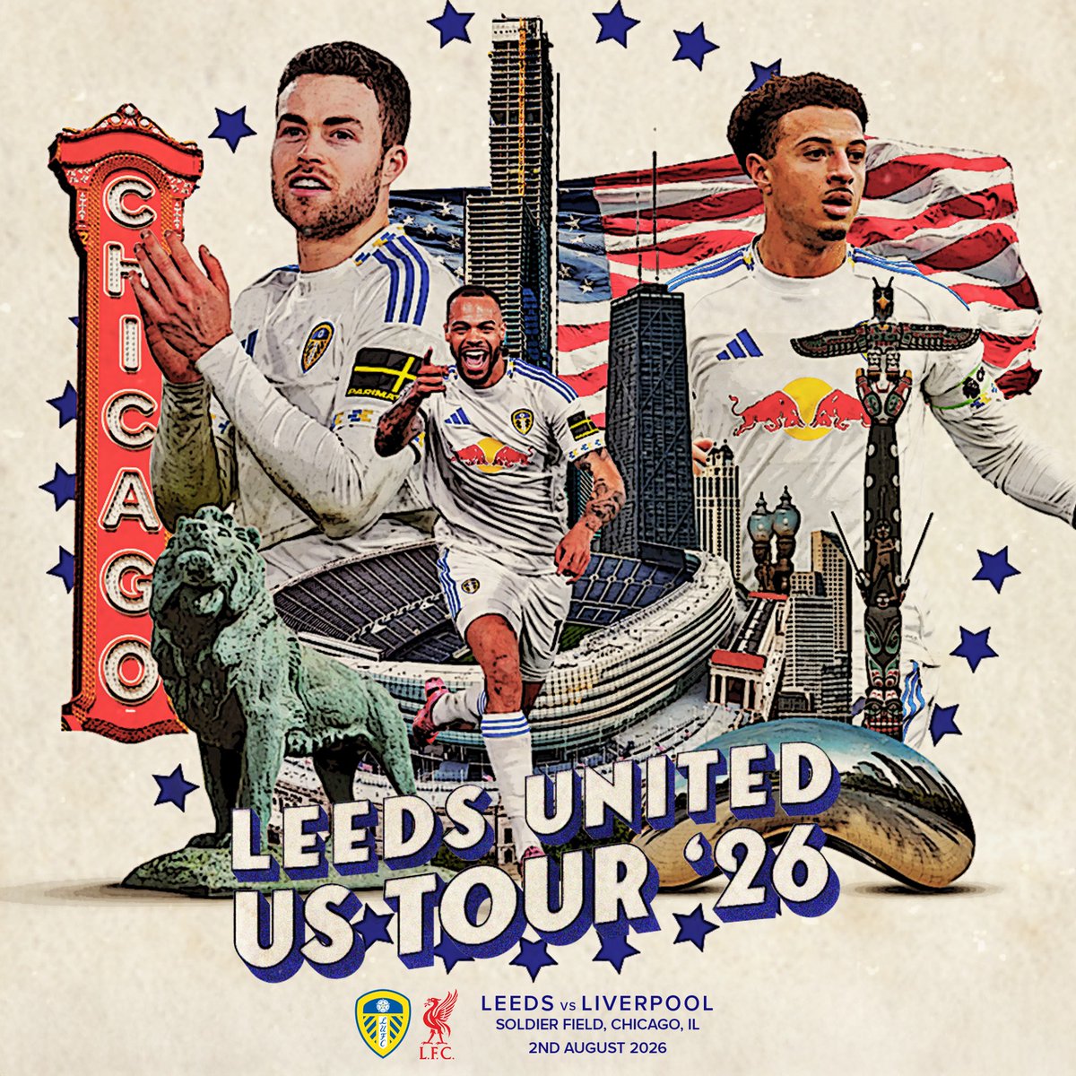 LUFC's tweet photo. 🇺🇸 𝗪𝗲'𝗿𝗲 𝗵𝗲𝗮𝗱𝗶𝗻𝗴 𝘁𝗼 𝘁𝗵𝗲 𝗨𝗦!
Leeds United are pleased to announce the club will be visiting the United States as part of pre-season ahead of the 2026/27 campaign