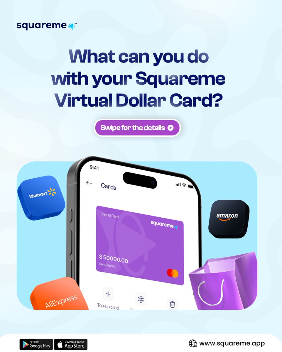 squaremeafrica's tweet photo. Wondering why you even need a Squareme card? The answer is simple. Soft life. 

With us, you have access to everything you need, all in one swipe. 

Don’t just take our word for it, get yours today and you’ll be glad you did!
.
.
.
#squareme #squaremeapp #squaremevirtualcard #squaremevirtualdollarcard