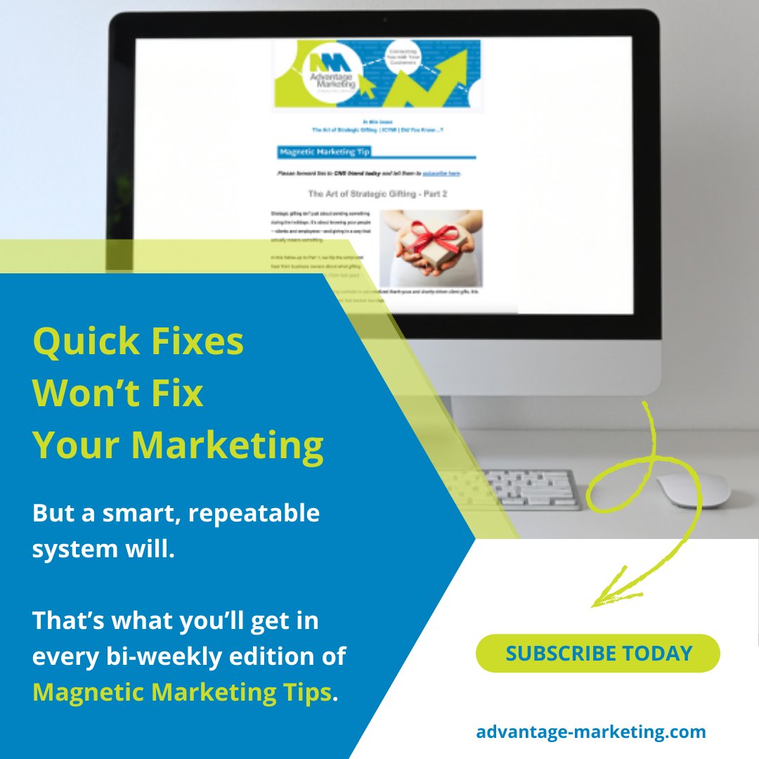 LMKasprzak's tweet image. Does it feel like your marketing is all over the place?

We send bi-weekly tips to help you build a system that actually gets results.

🔗 advantage-marketing.com/magnetic-marke…

#MarketingHelp #SmartMarketing