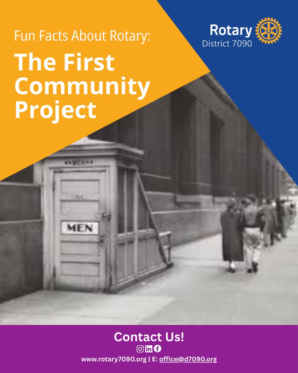 💡 Did you know Rotary’s very first community service project was a public restroom?
From one small project to a global movement of impact, Rotary has always been about helping where it matters most. 🌍⚙️

#DidYouKnow #RotaryFunFacts #ServiceAboveSelf #PeopleOfAction #Rotary7090