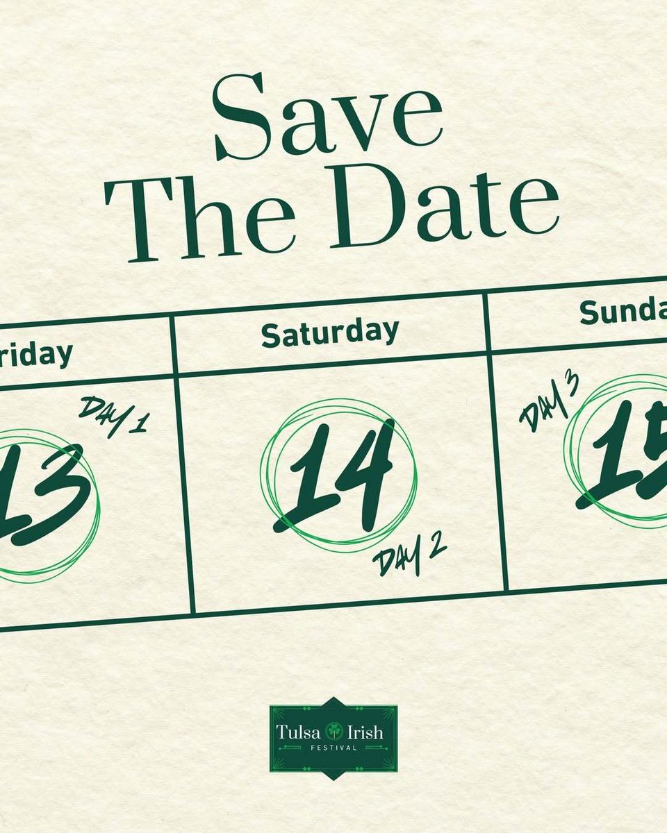 🍀✨ Mark your calendar for Tulsa Irish Fest!

From March 13–15, enjoy a lively celebration of Irish culture at Cabin Boys Brewery featuring music, dance, games, and family-friendly activities.

What are you most excited to see—live music or traditional dance? Discover more to...