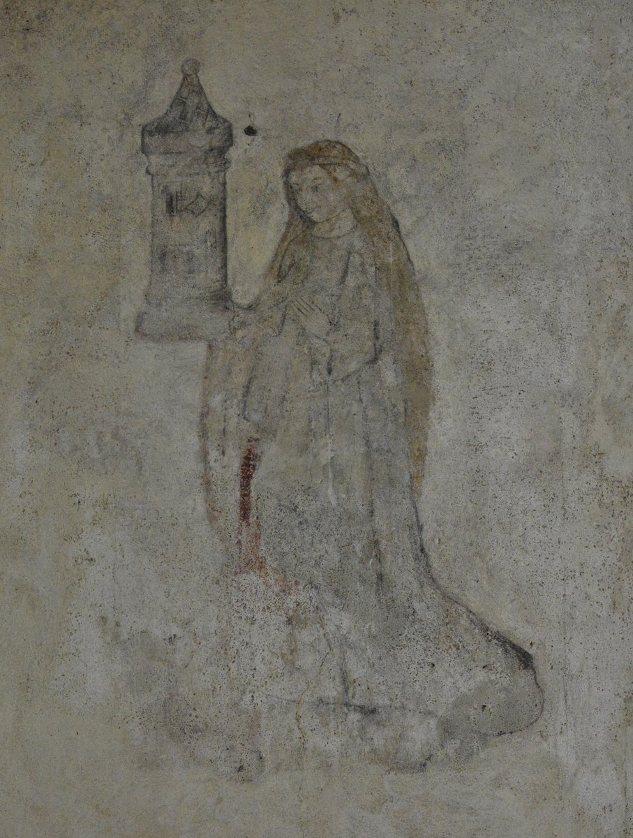 NatChurchTrust's tweet image. St Barbara is depicted holding up her tower in this wall painting you'll find at St Ethelbert's Church in Hessett, Suffolk.

📸 © Michael Garlick (CC BY-SA 2.0)

#WallPaintingWednesday #Suffolk #ChurchArt