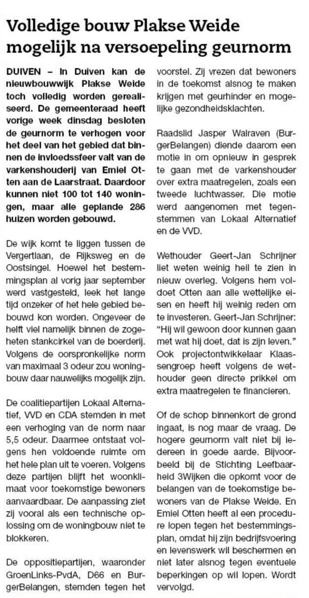 .<a href="/GemeenteDuiven/">Gemeente Duiven</a> maakt woningbouw mogelijk binnen stankcirkel varkenshouderij  (via DP)👇