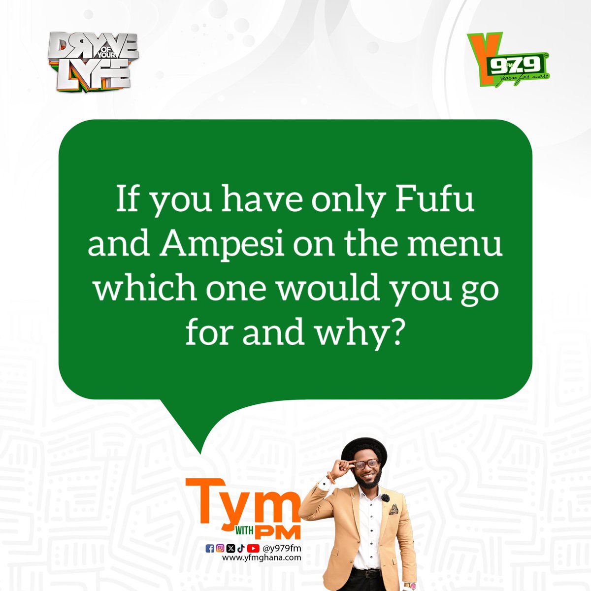 Y979FM's tweet image. Life is full of tough choices, but this one hits different. Which one are you grabbing first?
Are you team #Fufu 🥘 or team #Ampesi? 🍲 

Let’s settle this on #TymWithPM w/ @PmDePresenter on #TheDrYve

#YFMGhana
#GhanaMonth
#ghanamonthony