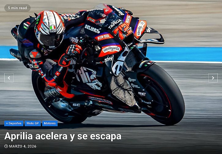 avsphotoreport's tweet image. 🏍️ Aprilia 🇮🇹 demuestra en el Gran Premio de Tailandia 🇹🇭 que cuenta con un prototipo veloz y confiable, capaz de plantarle cara a la hasta hace poco invencible Ducati

👉Lee los detalles en AVS
noticias.avsphotoreport.com/deportes/april… #MotoGP #ApriliaRacing #MarcoBezzecchi #GPTailandia