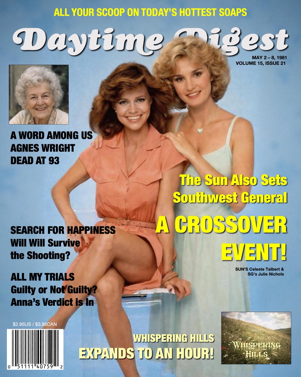 markryaniversen's tweet photo. Daytime Digest from 1981 with Celeste Talbert and Julie Nichols on the crossover episode of Sun and Southwest General. https://t.co/ghhLOocmfH