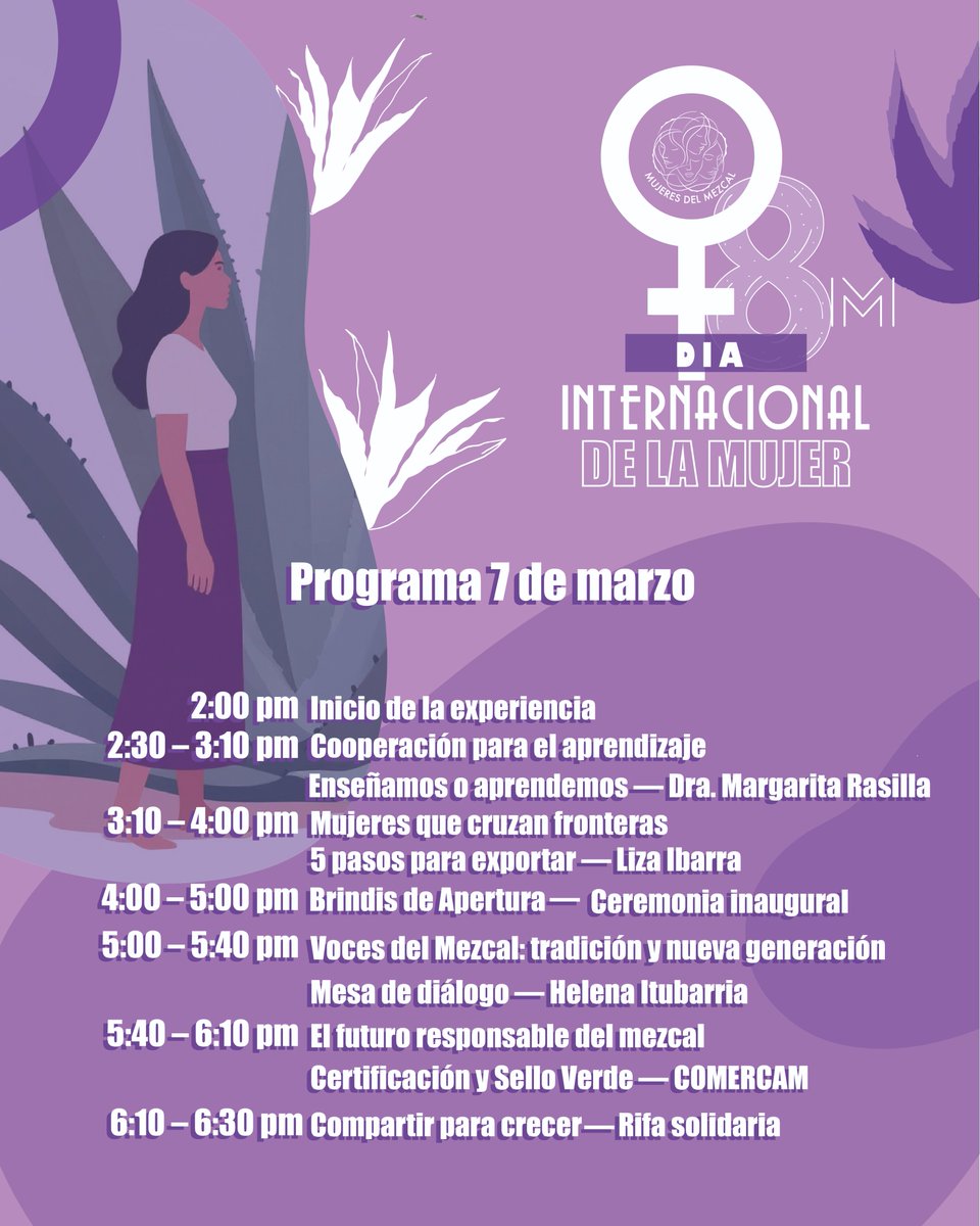 En el marco del Día Internacional de la Mujer, @mujeresdelmezcal invitan a un encuentro que busca visibilizar, reconocer y fortalecer la participación de las mujeres en toda la cadena productiva del mezcal: desde el campo hasta la comercialización.
📅 7 de marzo