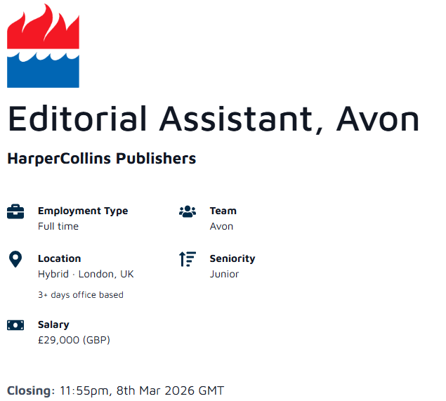 annapublishing's tweet photo. Avon are hiring an Editorial Assistant! 📚✨

If you love commercial fiction across the spectrum, please apply to join our team of supportive, creative and  good vibes colleagues 🫶 https://t.co/7rEjDEazL6