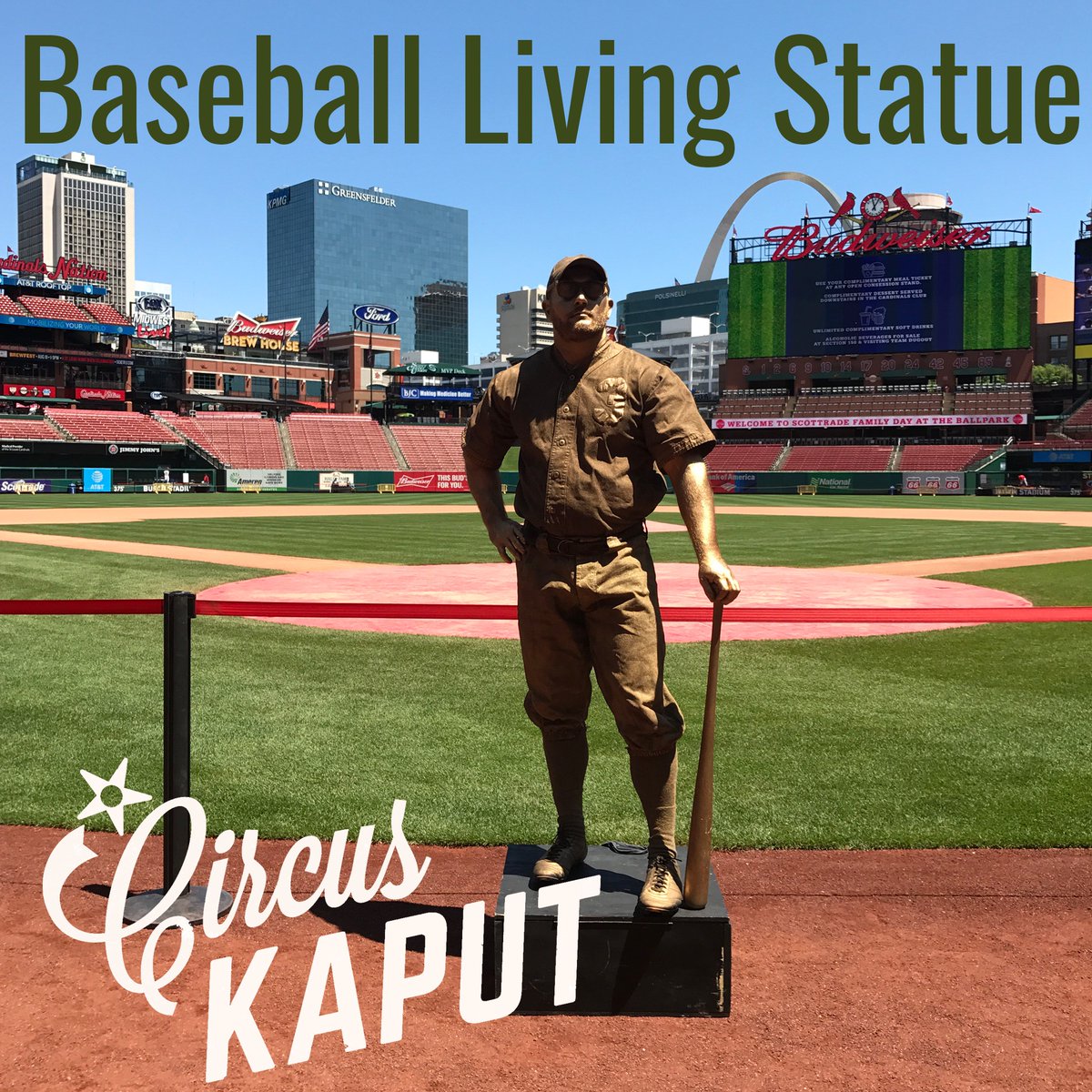 Get ready for baseball season! ⚾ Circus Kaput living statue coming to an event near you! #livingstatues #stlouis #baseball