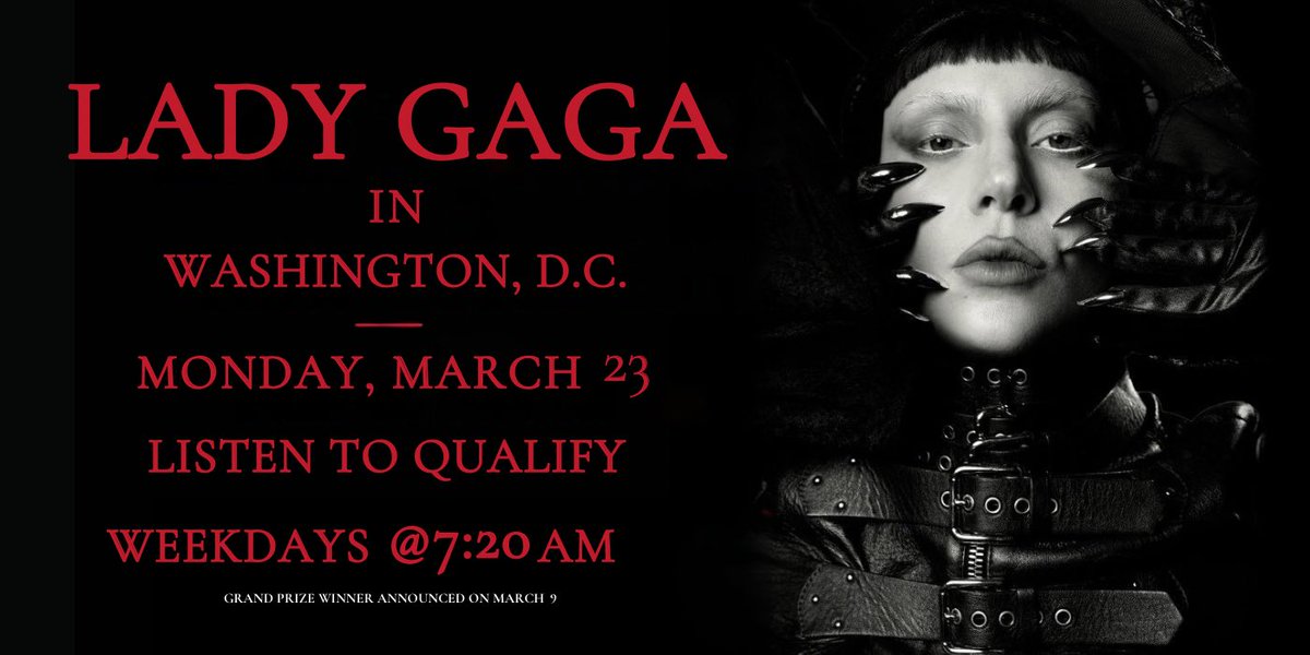 Listen to Monica and Antoine every weekday morning at 7:20AM to play “What in the GAGA?”

You’ll win a “Mayhem” Vinyl Record just for qualifying, AND you’ll be entered to win the GRAND PRIZE: 2 Tickets to the show at Capital One Arena on March 23rd + A Hotel Stay!!!