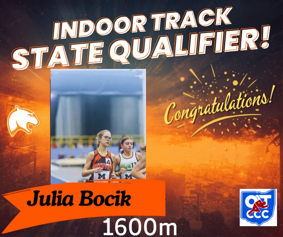 Syl_SouthviewXC's tweet photo. Congratulations to Julia and Steven who have qualified for the 2026 OATCCC D2 Indoor Track State Championship in the 1600m this Friday, March 6th at the SPIRE Institute in Geneva, Ohio.
#GoCougars https://t.co/3Ktw3fLl9m