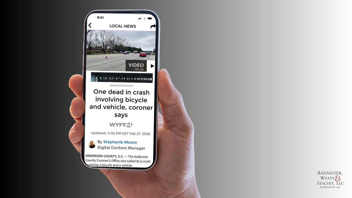 Warm Weather➕ Daylight Savings Time 🟰 
More Cyclists, Walkers, Joggers Sharing the Road with Vehicles  
Now is a good time to remind everyone of the rules of the road so we can avoid accidents like this.   
➡️ bit.ly/PIatBWS22526  
#PedestrianSafety #bikewalkgreenville