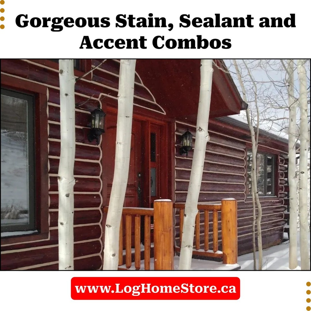 LogHomeStore1's tweet image. This home was finished with Sashco's Transformation Log &amp;amp; Timber in the color Redwood, and sealed with Log Jam chinking in Buff. Railings and accents are highlighted in Transformation Log &amp;amp; Timber Gold Tone Light. 
Stunning home restoration by Tuks Restoration!

#Sashco