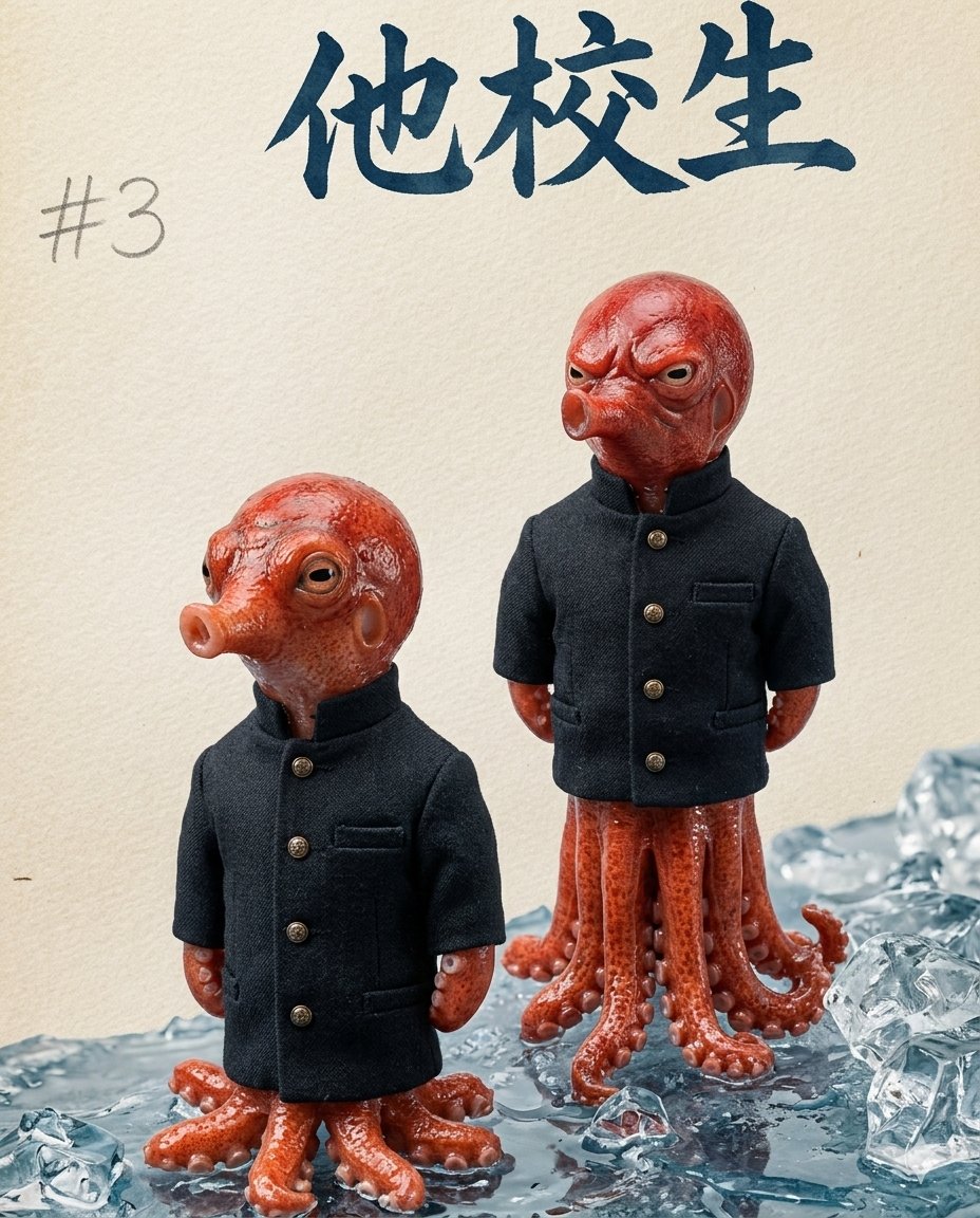 ｢タコー生🐙｣
#AIイラスト #ギャグアート #笑 #タコ #生徒 #アート #Art