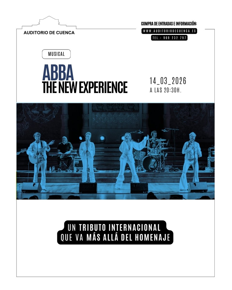 AuditorioCuenca's tweet photo. 🎤 ¡El 14 de marzo revive la magia de #ABBA en el #AuditorioDeCuenca!
ABBA: The New Experience, el tributo internacional que emociona a generaciones.
🎟 Entradas a la venta 👉 https://t.co/3H1s1slJL7
¡No te quedes sin la tuya!
#TributoABBA #CuencaVive #ConciertosCuenca #Cuenca https://t.co/hdtmyDaeuD