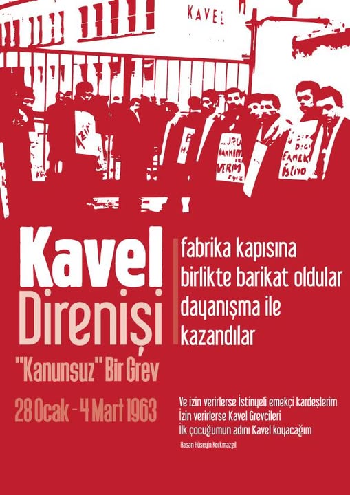 DemirerTemel's tweet photo. 28 Ocak 4 Mart 1963 KAVEL DİRENİŞİ

#İstanbul #İstinye’deki #Kavel Kablo Fabrikası’ndaki grev bitti. Direnişin sona ermesinin ardından 12 işçi tutuklandı. Grevin yasak olduğu kesitte grev, toplu sözleşme yasalarının çıkartılmasında etkili oldu

ŞAN OLSUN

#İsmailCemÖzkan #Grev https://t.co/WJ7bZRpPXB