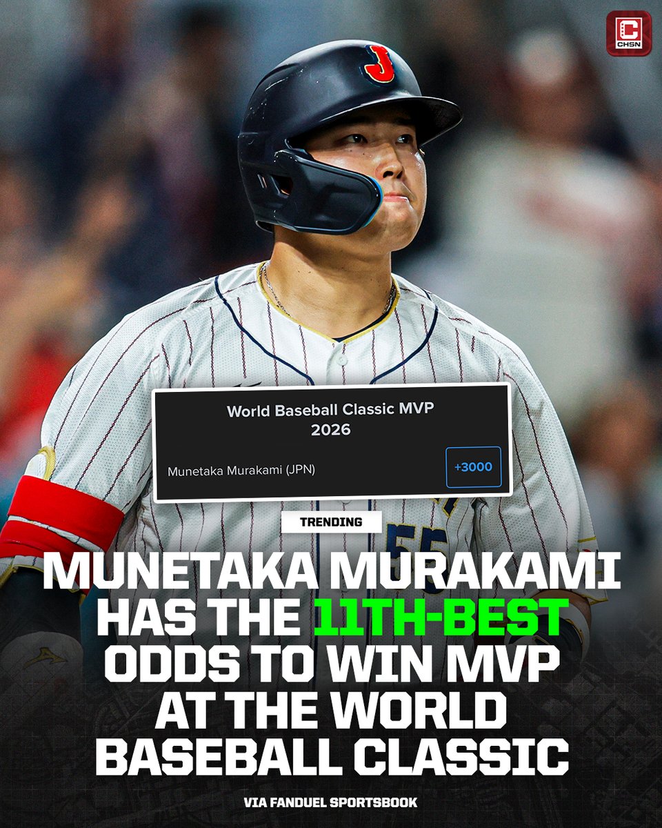 CHSN_WhiteSox's tweet image. Mune’s WBC MVP odds are set at +3000 👀

Same odds as:
Seiya Suzuki
Yoshinobu Yamamoto
Cal Raleigh
Bryon Buxton
Roman Anthony