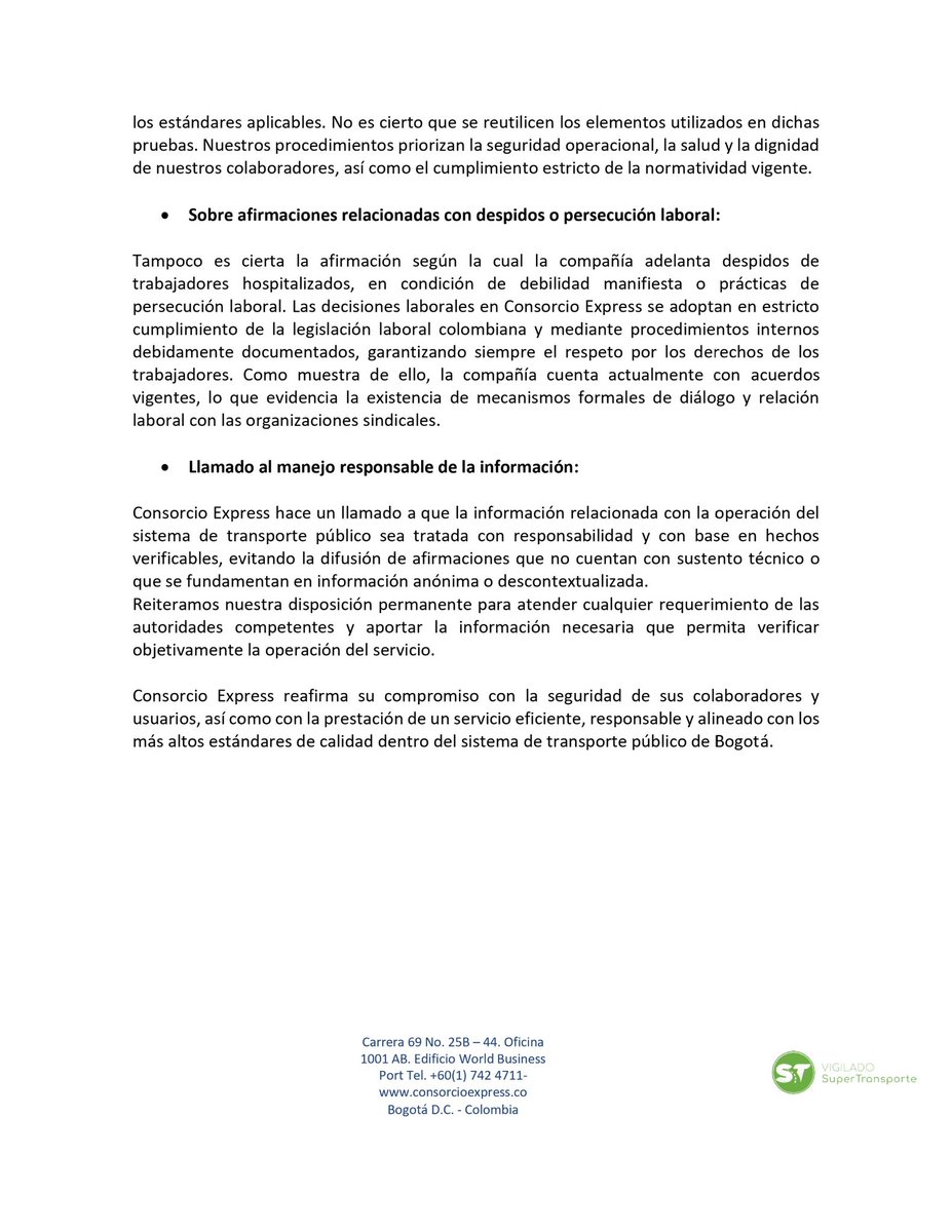 #ATENCIÓN 🚨| Consorcio Express se permite informar a la opinión público lo siguiente: 

#Bogotá #Transporte #movilidad #empresas #Noticias #HOY