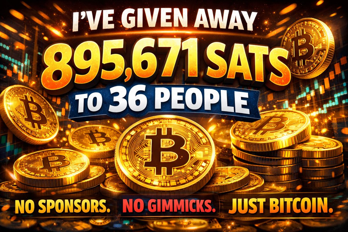 895,671 Sats.
36 People.
3 Weeks.

Every Saturday I open the vault and send Bitcoin directly to the people.

No sponsors.
No middlemen.
No fake flexing.

Just real sats moving on the Lightning Network.

Most people in this industry talk about Bitcoin.
I’m putting it directly into