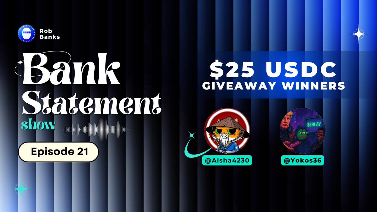 BankStatementHQ's tweet photo. Big congrats to our Bank Statement Show - Episode 21 winners! 💸

50 USDC secured ($25 each). We appreciate you being part of the Banks Family! Congratulations fam 📷

@Aisha4230
@Yokos36

Let’s keep building together. 📷🎙️ #bankstatement #show #podcast https://t.co/eTtE2DmiuE