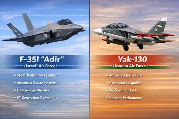 En el primer combate aéreo entre dos aviones desde 1985, un mujer piloteando un F-35 “Adir” israelí derribó un YAK-130 de la IRGC. 
La última vez que un avión israelí derribó un avión enemigo en combate aire‑aire fue el 24 de noviembre de 1985, durante un enfrentamiento sobre el