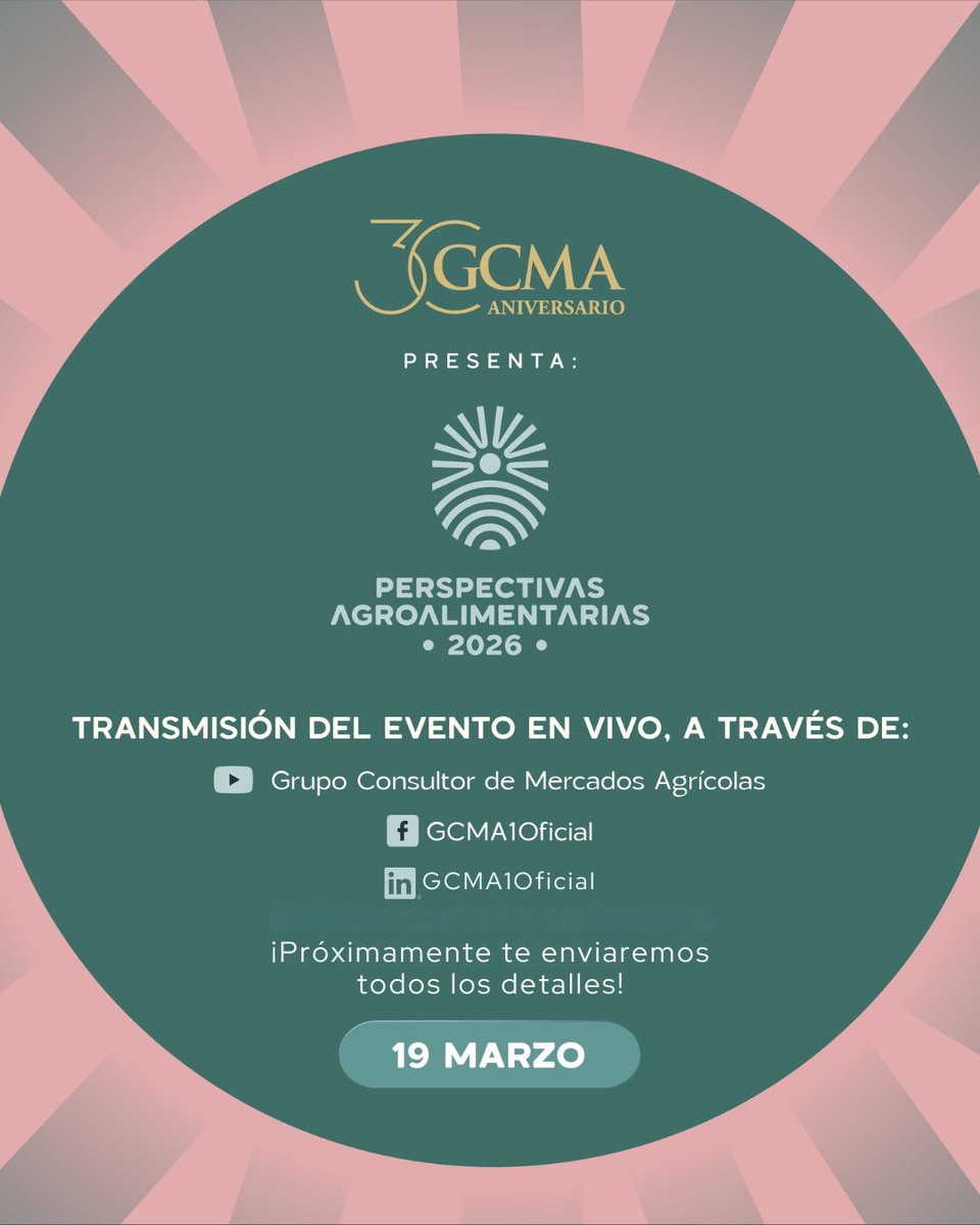 #AgrocomunidadGCMA🌾🤝, ¿listos para el escenario del huevo en 2026? 🥚📊 La presión en precios 📈 y costos redefine la estabilidad del mercado 🏪⚠️.

📆 19 marzo 2026 | 🕔 17:00 hrs 🔴 En vivo | Gratis

📌 gcma.com.mx/ojmt

#Huevo #Avicultura #Agro #GCMA #Perspectivas2026