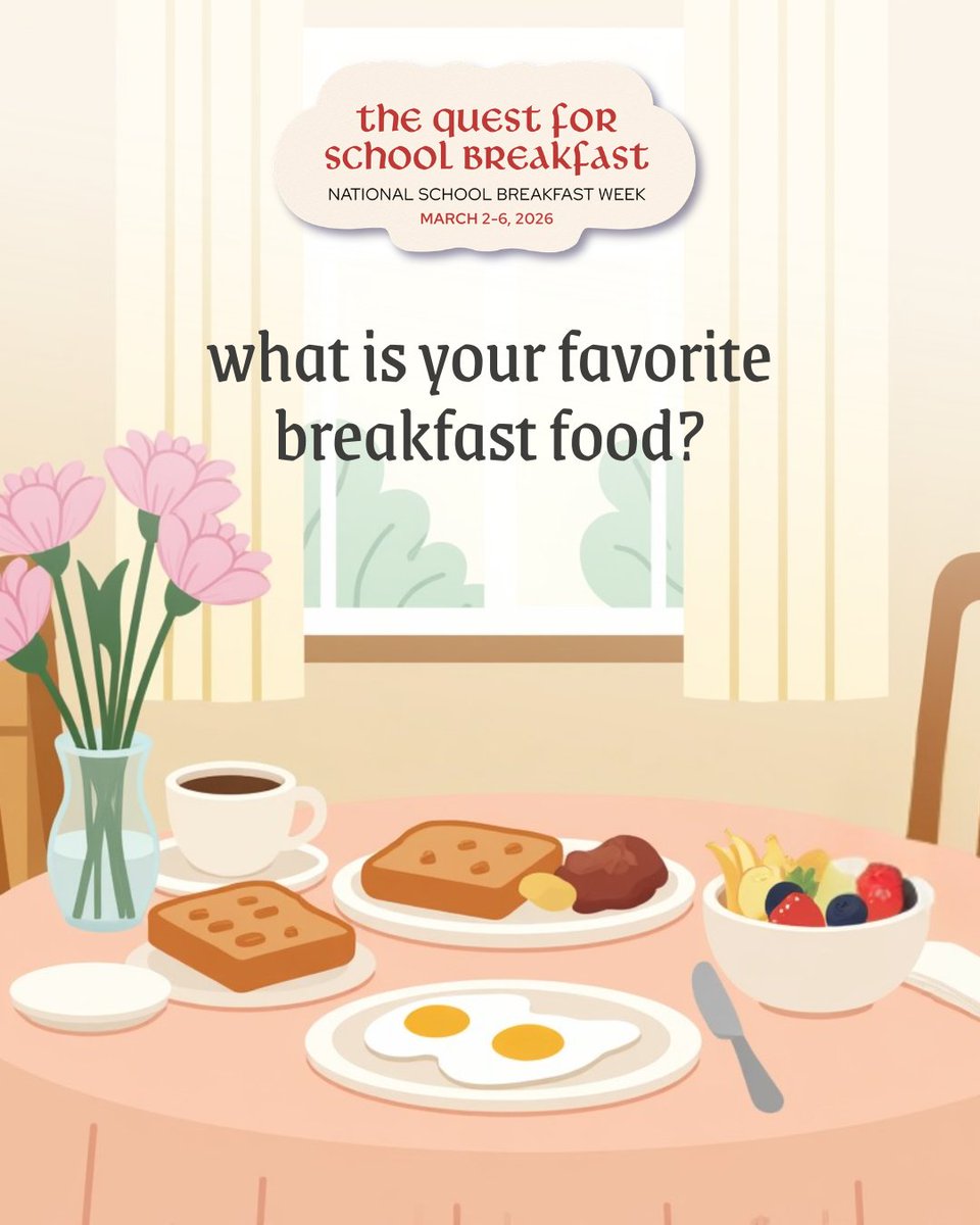NoKidHungryLA's tweet photo. 🥞The quest for school breakfast continues!

It's National School Breakfast Week and we're celebrating the most important meal of the day🥛

What's YOUR favorite breakfast food?🍎
#NSBW26 #FuelForLearning https://t.co/gJM2qXvYVr
