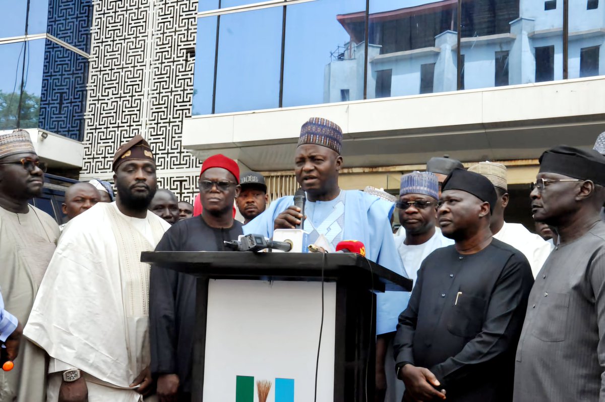 OfficialAPCNg's tweet photo. The Governor of Adamawa State, H.E. Ahmadu Umaru Fintiri, paid a courtesy visit to the National Secretariat of the All Progressives Congress (APC) in Abuja on Wednesday, where he was received by the Party’s National Chairman, Prof. Nentawe Goshwe Yilwatda, and members of the National Working Committee (NWC).

Following his recent defection to the APC, Governor Fintiri @GovernorAUF pledged his full loyalty to the Party, stating that his decision was driven by a commitment to deliver electoral value in the upcoming general elections. He also offered a strong endorsement of President Bola Ahmed Tinubu’s @officialABAT administration, noting that the President deserves a second term based on the results of his economic and other sectoral reforms.