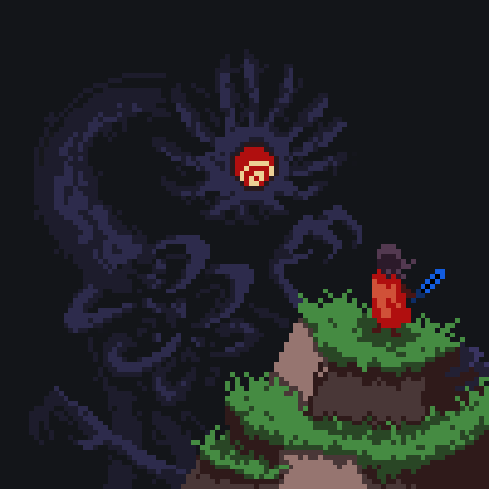 MBIRO_ani's tweet photo. We are starting a series of posts about the names of the characters and their meanings.👾

SERPENT 
The main antagonist of the series "MBIRO". An insatiable, insane monster that devours everything in its path.   
A full description in our Patreon channel! 
#pixelart #animation https://t.co/RFJPRYHrGI