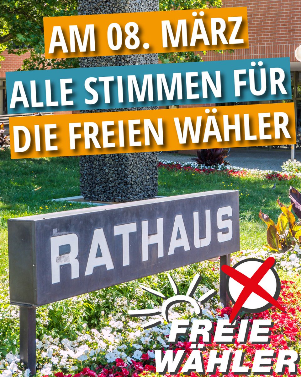 fw_bayern's tweet photo. 🗳️ 8. März ist Kommunalwahl in Bayern.

3 gute Gründe für FREIE WÄHLER:
✔️ Sachpolitik statt Ideologie
✔️ Starke Städte und Gemeinden
✔️ Politik nah bei den Menschen

Kommunalpolitik entscheidet über das, was direkt vor unserer Haustür passiert.
👉 Darum am 8.3. FREIE WÄHLER wählen.