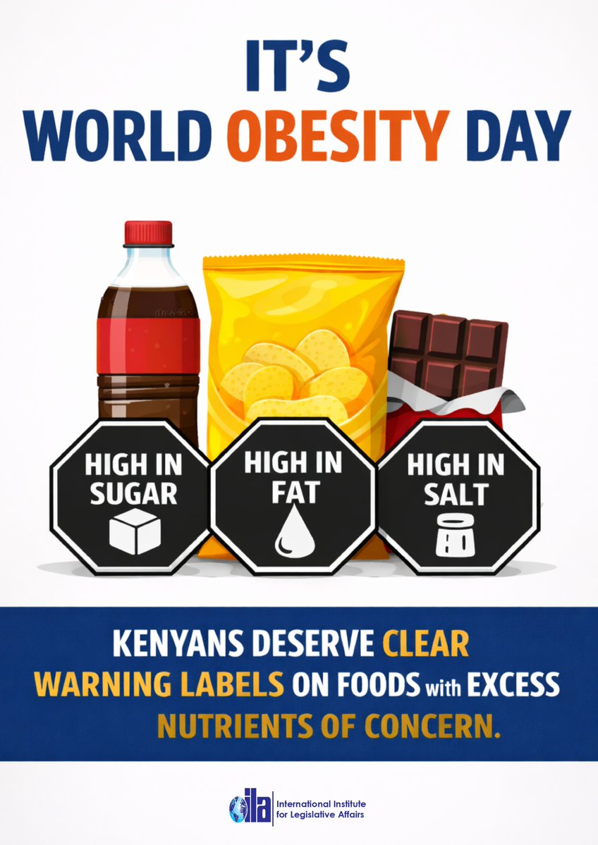 This #WorldObesityDay, we urge policymakers to adopt mandatory Front-of-Pack Warning Labels to protect Kenyans and prevent diet-related NCDs. 

Clear labels. Better choices. A healthier population!

<a href="/KELINKenya/">KELIN</a> <a href="/NCDAllianceKe/">NCD Alliance Kenya</a> <a href="/KenyaNCCK/">NCCK Kenya</a> <a href="/aphrc/">APHRC</a>