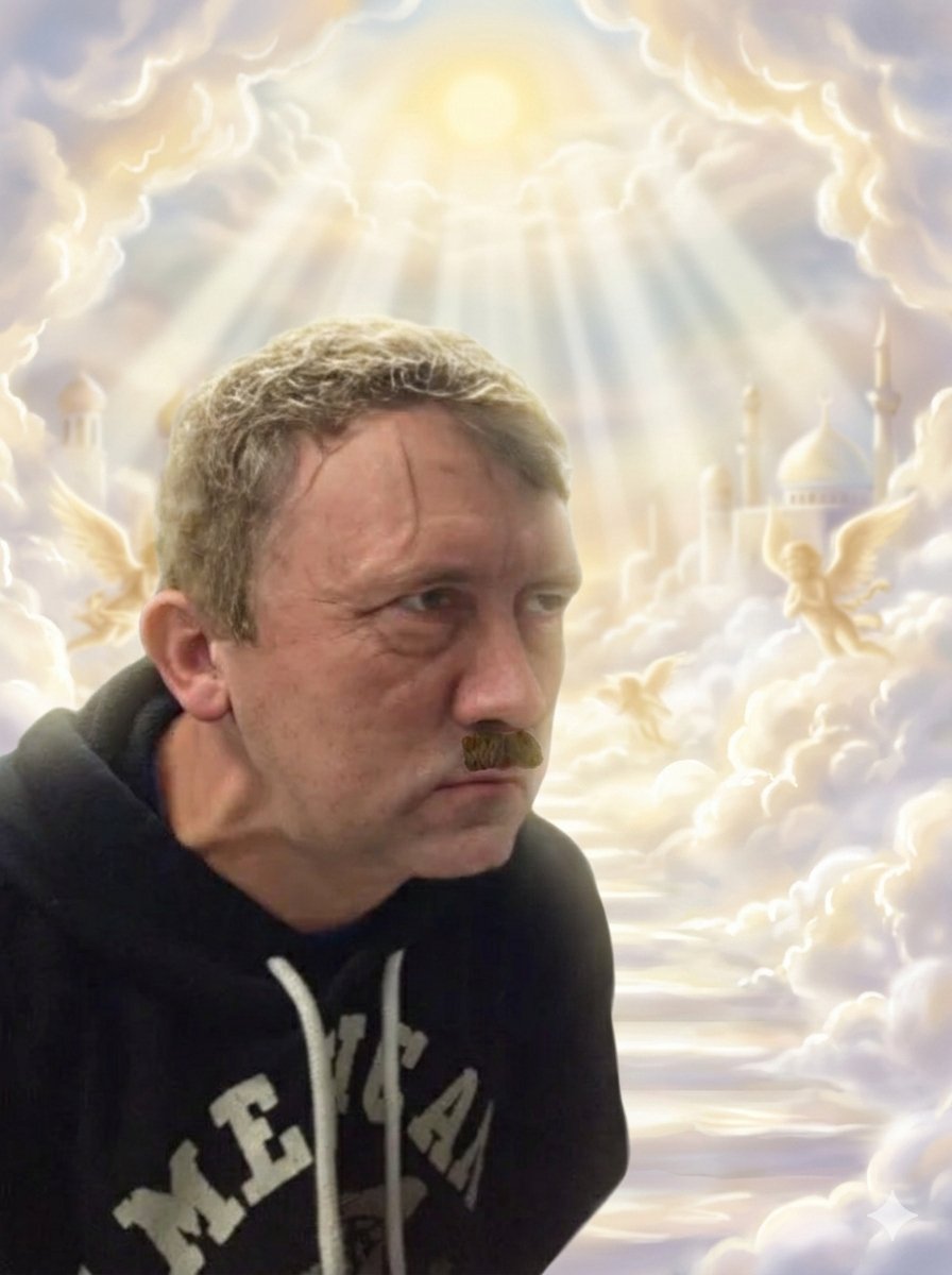 PehnDiSiri's tweet photo. Hitler from heaven watching Jews taking asylum / shelter in Germany https://t.co/YLWNUouWF2