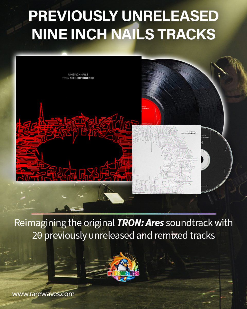 RarewavesCom's tweet image. TRON Ares: Divergence reimagines the original TRON: Ares soundtrack 🔨 rarewaves.com/nine-inch-nail…

🏍️ A mix of previously unreleased tracks from Nine Inch Nails alongside remixes

Pre-Order yours

vroom vroom

#NineInchNails #TronAres #Soundtrack