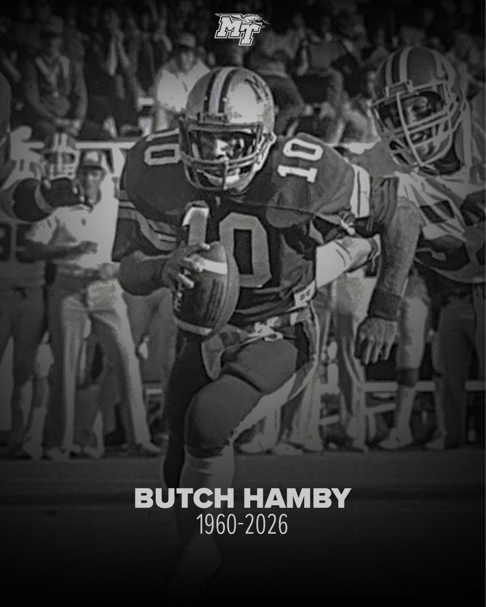 MT_FB's tweet photo. The Blue Raider family is saddened by the passing of former Blue Raider great Butch Hamby.

Our thoughts and prayers are with the Hamby family during this time. https://t.co/DtLxAJRes4