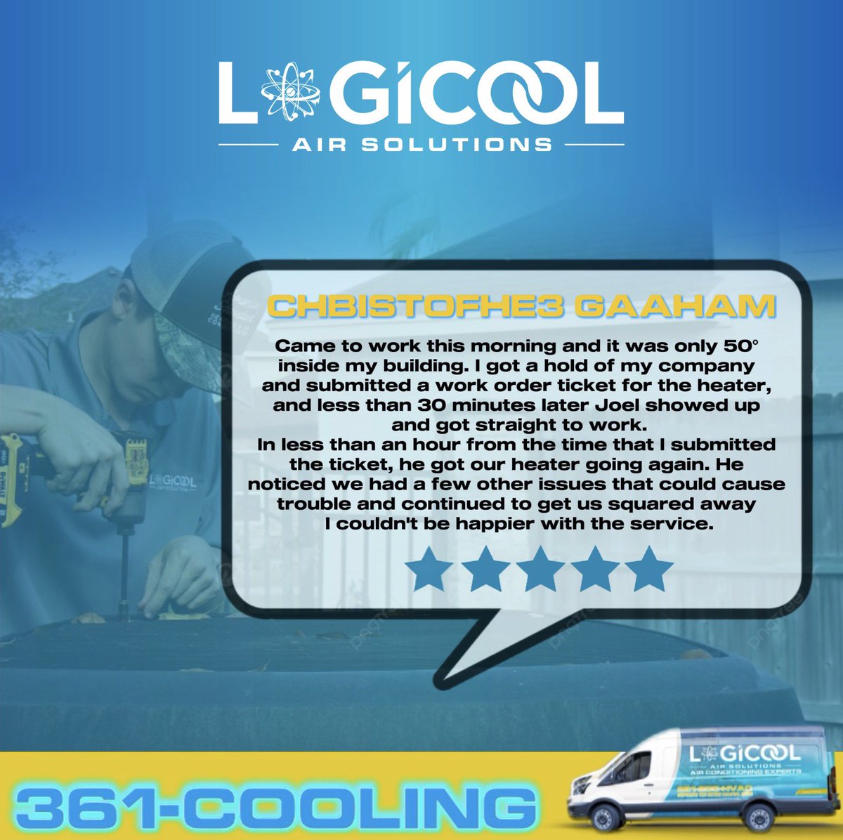 LogicoolAir's tweet photo. Another happy and satisfied customer ❄️
Efficient and proactive service.
That’s what we do every day! 💪

Cold or heat? Call us now: 361-266-8388

#Logicool #HVACExperts https://t.co/I5zHd6pnb3