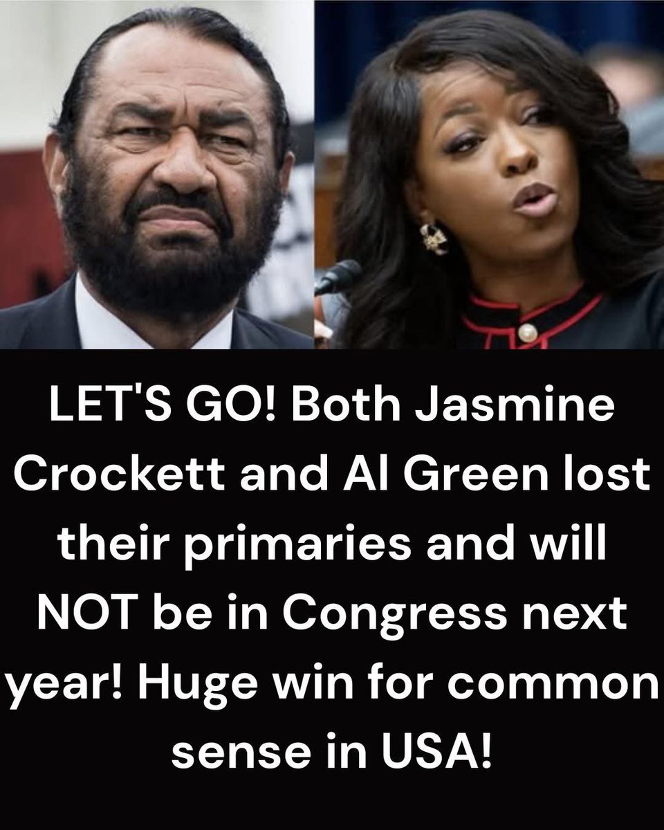 1OgOutlaw's tweet image. Thank Goodness we will not see Jasmine Crockett or Al Green in Congress next year.