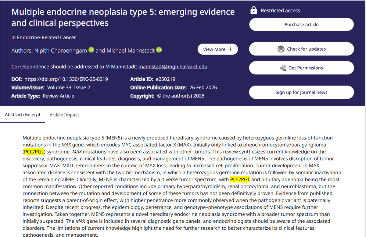 PheoPara's tweet photo. Ongoing discoveries in #pheo #paraganglioma (PCC/PGL) genetics are shaping what we know ๐งฌ#MEN5 #PPGL @Soc_Endo @GeneticsGSA @TheAACE @TheAAES @TheEndoSociety @EYEScientists @ENSAT_news
๐ ๐https://t.co/5c1LjuJC2V https://t.co/NdactABJcp