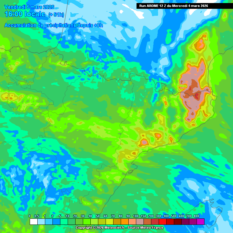 alexmegapc's tweet photo. Arome12Z actualitzat en el seu acumulat de precipitació i neu fins on arriba és a dir dijous a les 16h . #meteo https://t.co/0aAm0ZFBTw