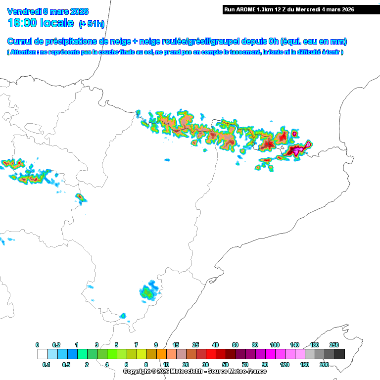 alexmegapc's tweet photo. Arome12Z actualitzat en el seu acumulat de precipitació i neu fins on arriba és a dir dijous a les 16h . #meteo https://t.co/0aAm0ZFBTw