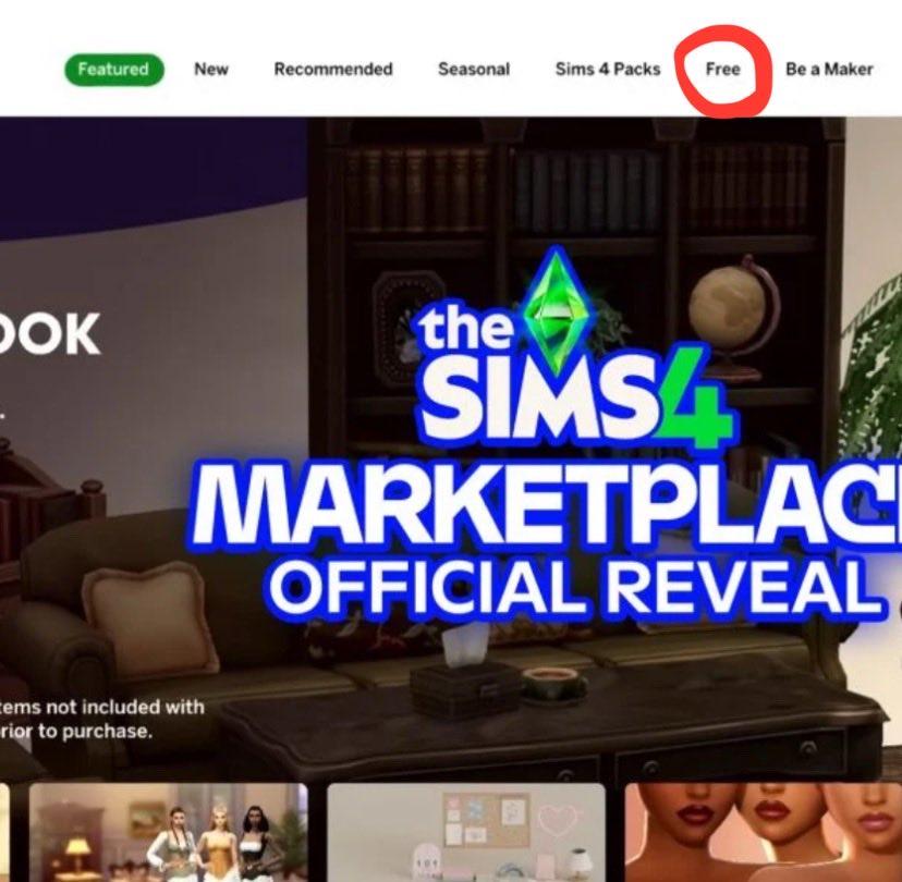 SlyLemur's tweet photo. @aPinkUmbrella There is a section with the label “Free” on some screenshots I’ve seen, it’s just a question if creators/makers are allowed to put things there, or only EA https://t.co/qB2qcoa8wB