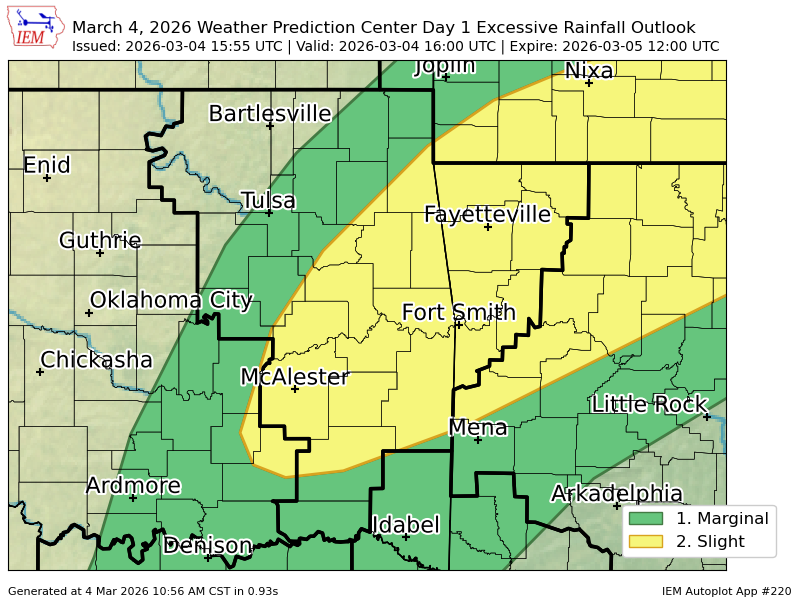 Wpc Riskmap WPC issues Day 1 Slight Risk Excessive Rainfall Outlook at Mar 4, 15 ...
