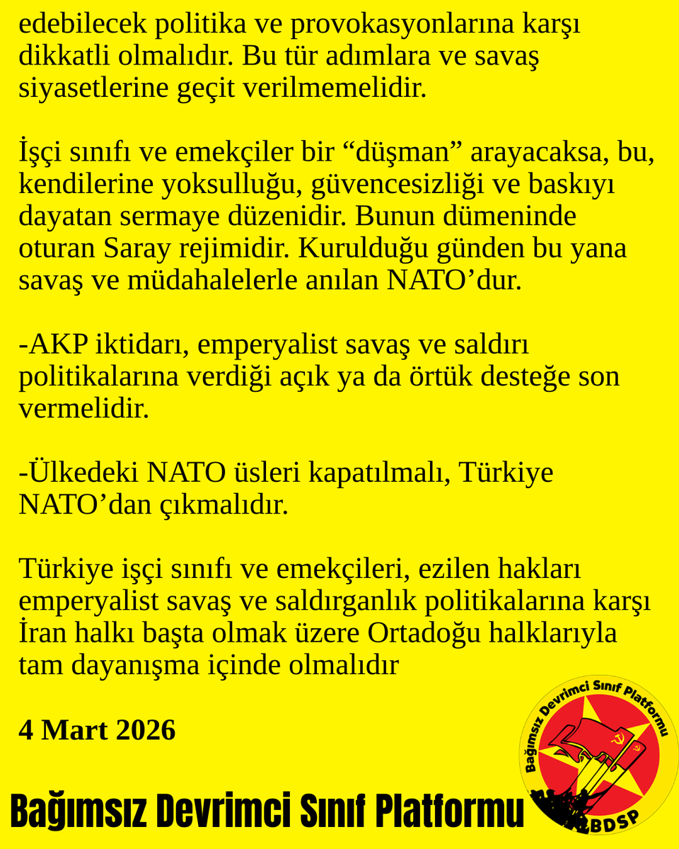 BDSP_'s tweet photo. Savaş ve saldırganlık politikalarına geçit verme https://t.co/9DLd2GhIhx