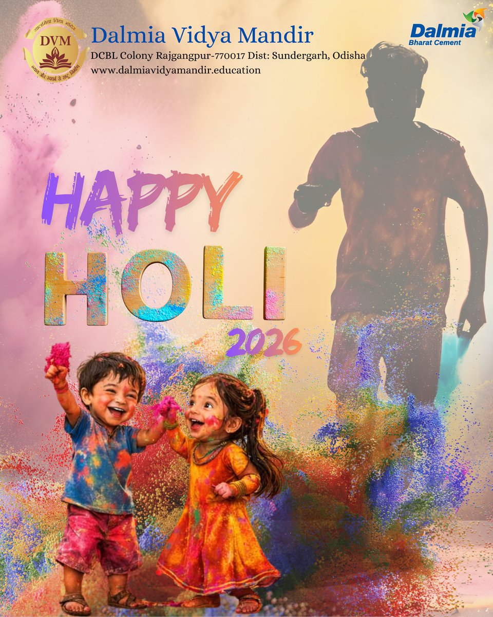 DVMRGP's tweet photo. Wishing You a Very Happy Holi
2026 || DALMIA VIDYA MANDIR, RAJGANGPUR || #holifestival #basantpanchami #youthday #nationalyouthday #worldmentalhealthday https://t.co/DaEMbwaMGP